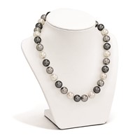Sterling Silver Rhodium-plated 12-13mm Multi-color Imitation Shell Pearl Hand-knotted Necklace, 18" view 3