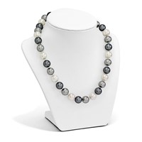 Sterling Silver Rhodium-plated 12-13mm Multi-color Imitation Shell Pearl Hand-knotted Necklace, 18" view 4