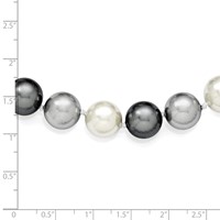 Sterling Silver Rhodium-plated 12-13mm Multi-color Imitation Shell Pearl Hand-knotted Necklace, 18" view 5
