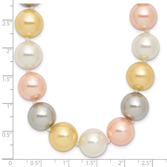 Majestik Sterling Silver Rhodium-plated 12-13mm Multi-Color Imitation Shell Pearl Hand-knotted Necklace