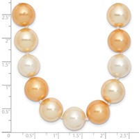 Sterling Silver Rhodium-plated 12-13mm Yellow, Gold and White Imitation Shell Pearl Hand-knotted Necklace, 18" view 5