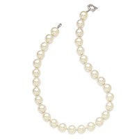 Sterling Silver Rhodium-plated 14-15mm White Shell Pearl Hand-knotted Necklace, 18" view 2