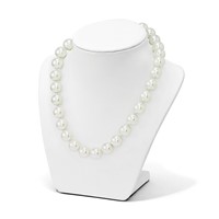 Sterling Silver Rhodium-plated 14-15mm White Shell Pearl Hand-knotted Necklace, 18" view 3