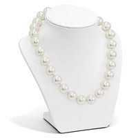 Sterling Silver Rhodium-plated 16-17mm White Shell Pearl Hand-knotted Necklace, 18" view 3