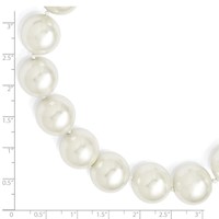Sterling Silver Rhodium-plated 16-17mm White Shell Pearl Hand-knotted Necklace, 18" view 5