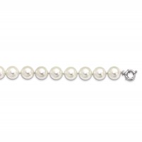 Sterling Silver Rhodium-plated 16-17mm White Shell Pearl Hand-knotted Necklace, 18" view 1