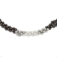 Sterling Silver Majestik Rh-pl 3 Row 10-11mm Gry Wt Blk Shell Necklace view 1