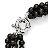 Sterling S Majestik Rh-pl 4 Row 4-5mm Blk Imitat Shell Pearl Twisted Neck view 5