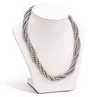 Sterling S Majestik Rh-pl 4 Row 4-5mm Grey Imitat Shell Pearl Twist Necklace view 3