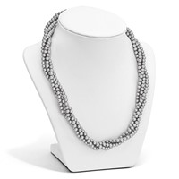 Sterling S Majestik Rh-pl 4 Row 4-5mm Grey Imitat Shell Pearl Twist Necklace view 4