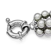 Sterling S Majestik Rh-pl 4 Row 4-5mm Grey Imitat Shell Pearl Twist Necklace view 5