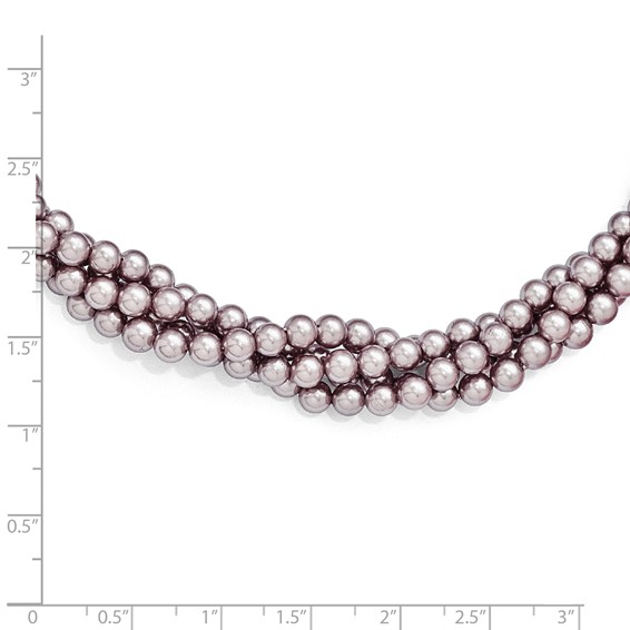 Sterling Silver Majestik 4Row 4-5mm Purple Shell Bead Twist Necklace