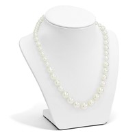 Sterling Silver Rhodium-plated 6-12mm Graduated White Shell Pearl Hand-knotted Necklace, 18" view 3