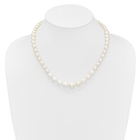 Sterling Silver Rhodium-plated 6-12mm Graduated White Shell Pearl Hand-knotted Necklace, 18" view 4