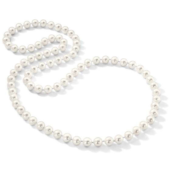 Majestik 10-11mm White Imitation Shell Pearl Hand-knotted Slip-on Necklace
