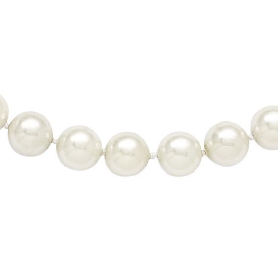 Majestik 10-11mm White Imitation Shell Pearl Hand-knotted Slip-on Necklace