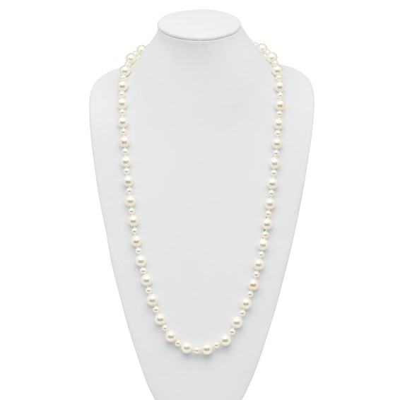 Majestik 7 and 12mm White Imitation Shell Pearl Hand-knotted Slip-on Necklace