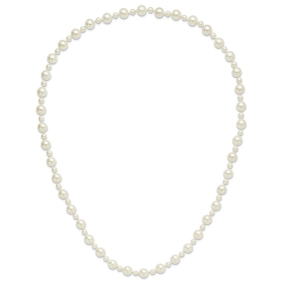 Majestik 7 and 12mm White Imitation Shell Pearl Hand-knotted Slip-on Necklace