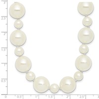7 and 12mm White Shell Pearl Hand-knotted Endless Slip-on Necklace, 36" view 3