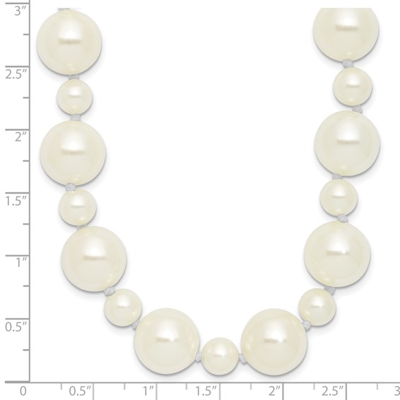 Majestik 7 and 12mm White Imitation Shell Pearl Hand-knotted Slip-on Necklace