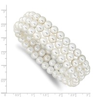 Majestik 7-8mm White Imitation Shell Pearl Hand-knotted Set of 3 Stretch Bracelets view 3