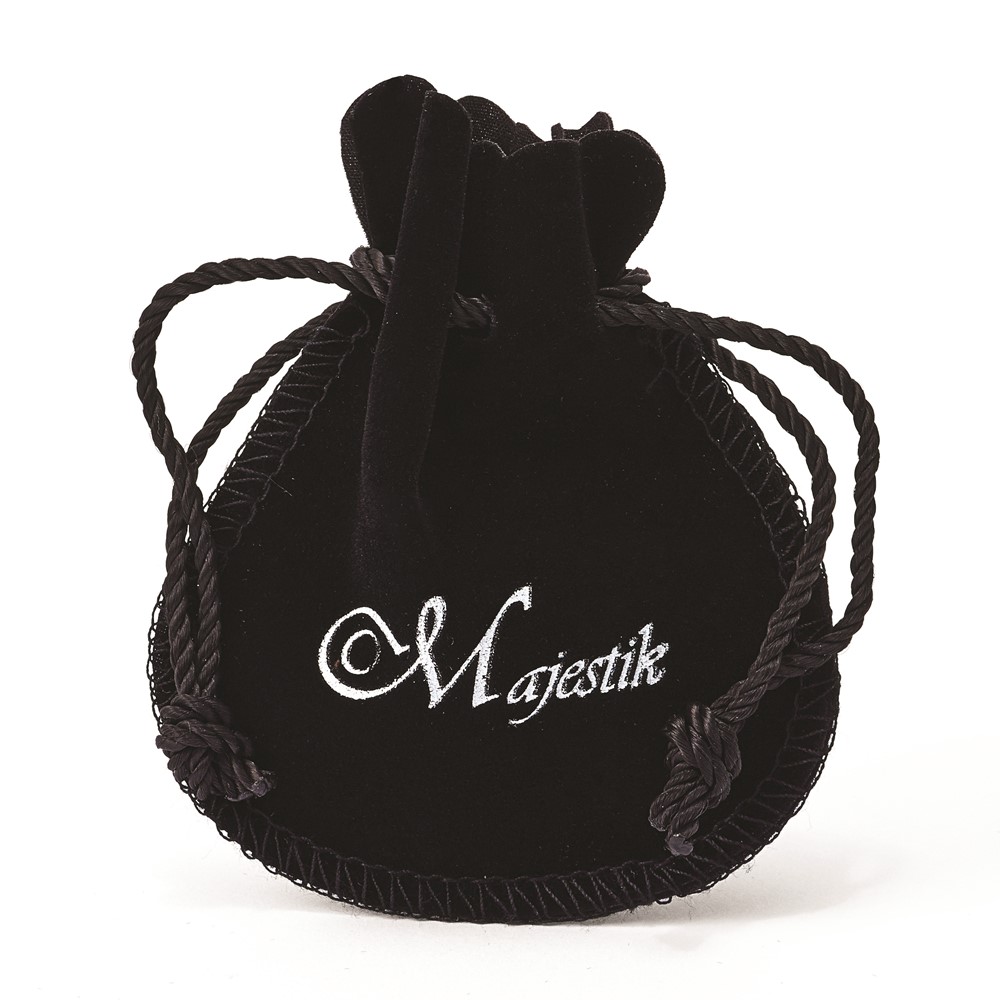 Majestick Pearl Small Black with White Logo Rope Drawstring Bell Pounch
