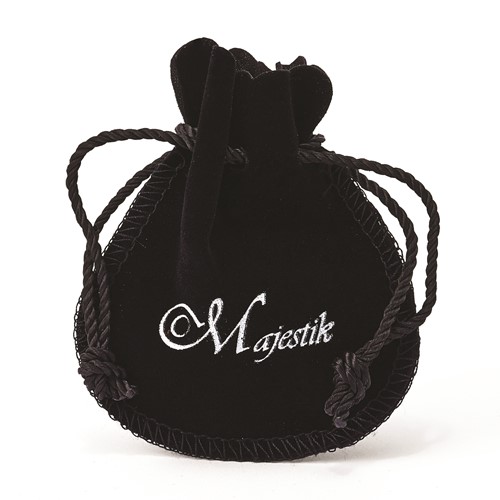 Majestick Pearl Small Black with White Logo Rope Drawstring Bell Pounch
