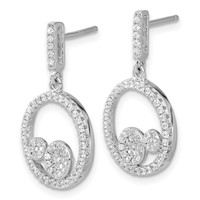 Sterling Silver & CZ Brilliant Embers Circles Dangle Post Earrings view 2