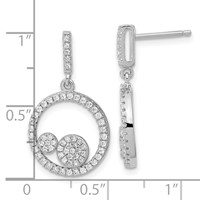 Sterling Silver & CZ Brilliant Embers Circles Dangle Post Earrings view 3