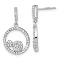 Sterling Silver & CZ Brilliant Embers Circles Dangle Post Earrings view 1
