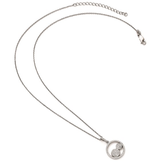 Sterling Silver & CZ Brilliant Embers Circles w/ 2in ext Necklace