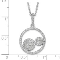Sterling Silver & CZ Brilliant Embers Circles Necklace with Ext, 2" view 3