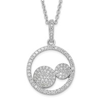 Sterling Silver & CZ Brilliant Embers Circles Necklace with Ext, 2" view 1
