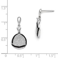 Sterling Silver & CZ True Fire Triangle Dangle Post Earrings view 2