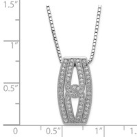 Brilliant Embers Sterling Silver Rhod-plated Polished CZ Necklace with Ext, 2" view 3