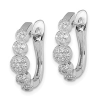 Brilliant Embers Sterling Silver Rhodium-plated 92 Stone Micro Pavé CZ Hinged Hoop Earrings view 2