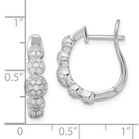 Brilliant Embers Sterling Silver Rhodium-plated 92 Stone Micro Pavé CZ Hinged Hoop Earrings view 4