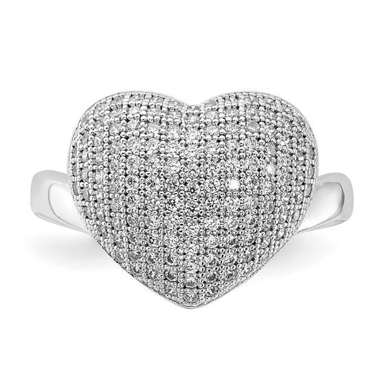 Sterling Silver & CZ Brilliant Embers Polished Heart Ring