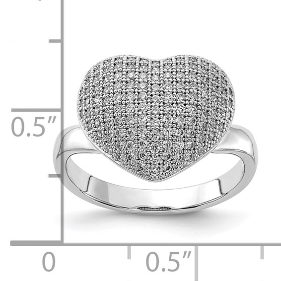 Sterling Silver & CZ Brilliant Embers Polished Heart Ring