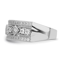 Brilliant Embers Sterling Silver Rhodium-plated 59 Stone Micro Pavé CZ Polished Ring view 3