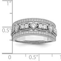 Brilliant Embers Sterling Silver Rhodium-plated 59 Stone Micro Pavé CZ Polished Ring view 5