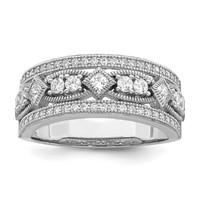 Brilliant Embers Sterling Silver Rhodium-plated 59 Stone Micro Pavé CZ Polished Ring view 1