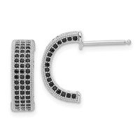 Sterling Silver True Fire Polished Black CZ Post C-Hoop Earrings view 1