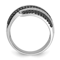 Sterling Silver Black & Clear CZ True Fire Ring view 2
