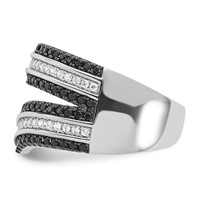 Sterling Silver Black & Clear CZ True Fire Ring view 3