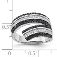 Sterling Silver Black & Clear CZ True Fire Ring view 4