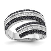 Sterling Silver Black & Clear CZ True Fire Ring view 1