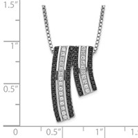 Sterling Silver Black & Clear CZ True Fire Necklace view 2