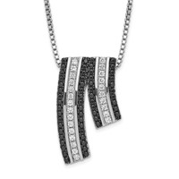 Sterling Silver Black & Clear CZ True Fire Necklace view 1