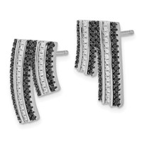 Sterling Silver True Fire Black & Clear CZ Post Earrings view 2